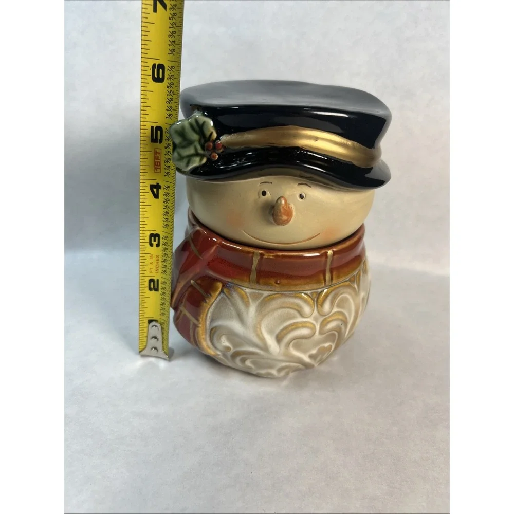 VTG Christmas Snowman‎ Cookie Candy Jar 5.8